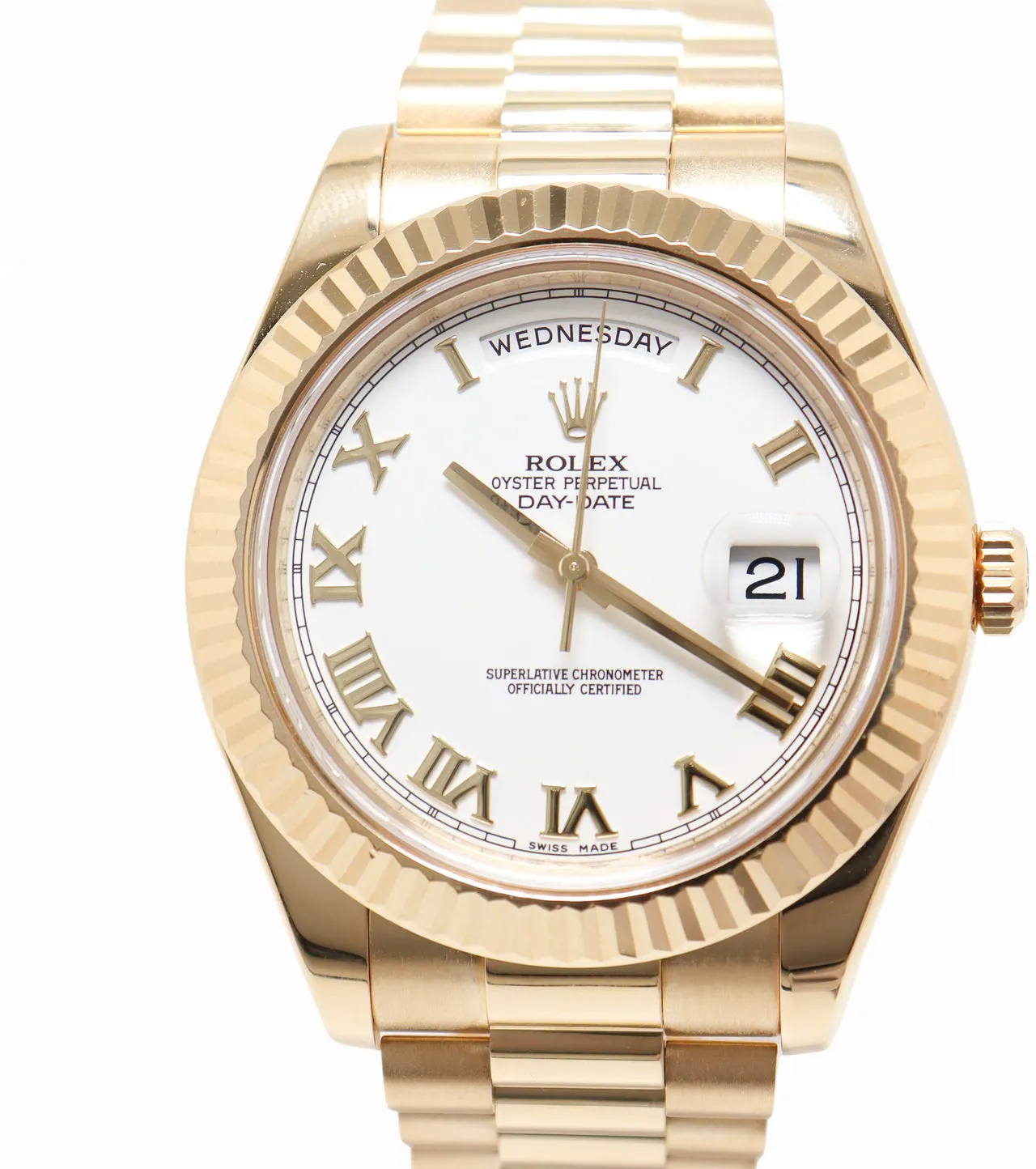 Rolex Day-Date 218238 41mm Yellow gold White