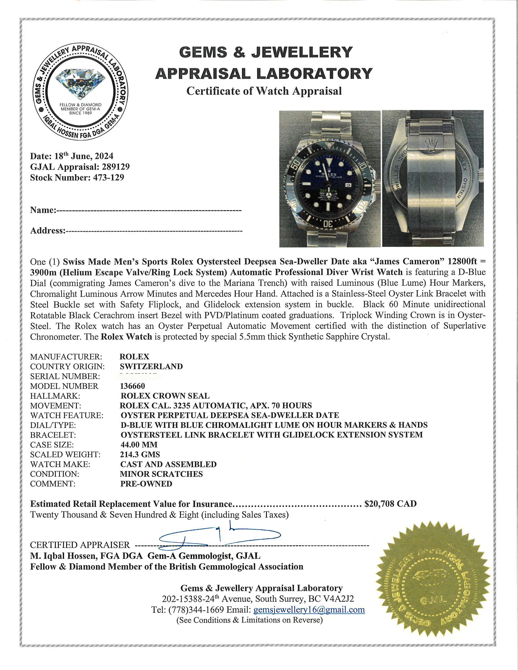 Rolex Sea-Dweller Deapsea 44mm Stainless steel and Cerachrom Blue and black 5