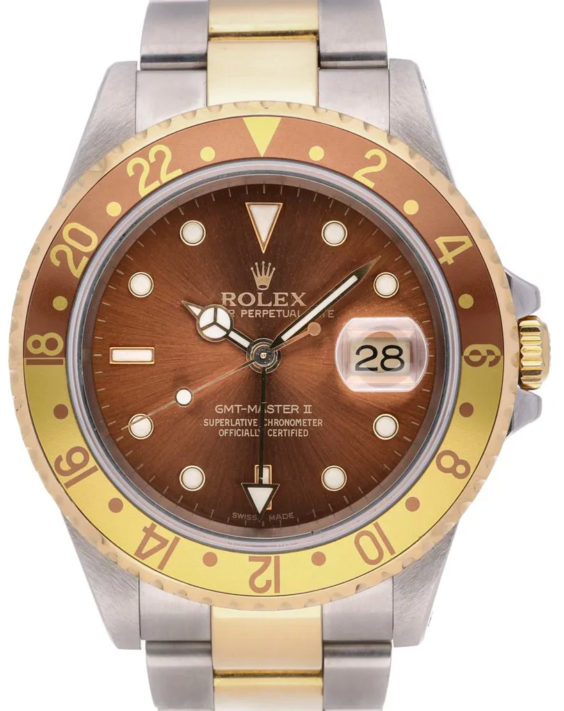 Rolex GMT-Master II 16713 40mm Yellow gold and stainless steel Brown
