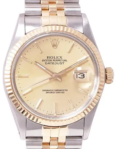 Rolex Datejust 36 16013 36mm Yellow gold and stainless steel Champagne