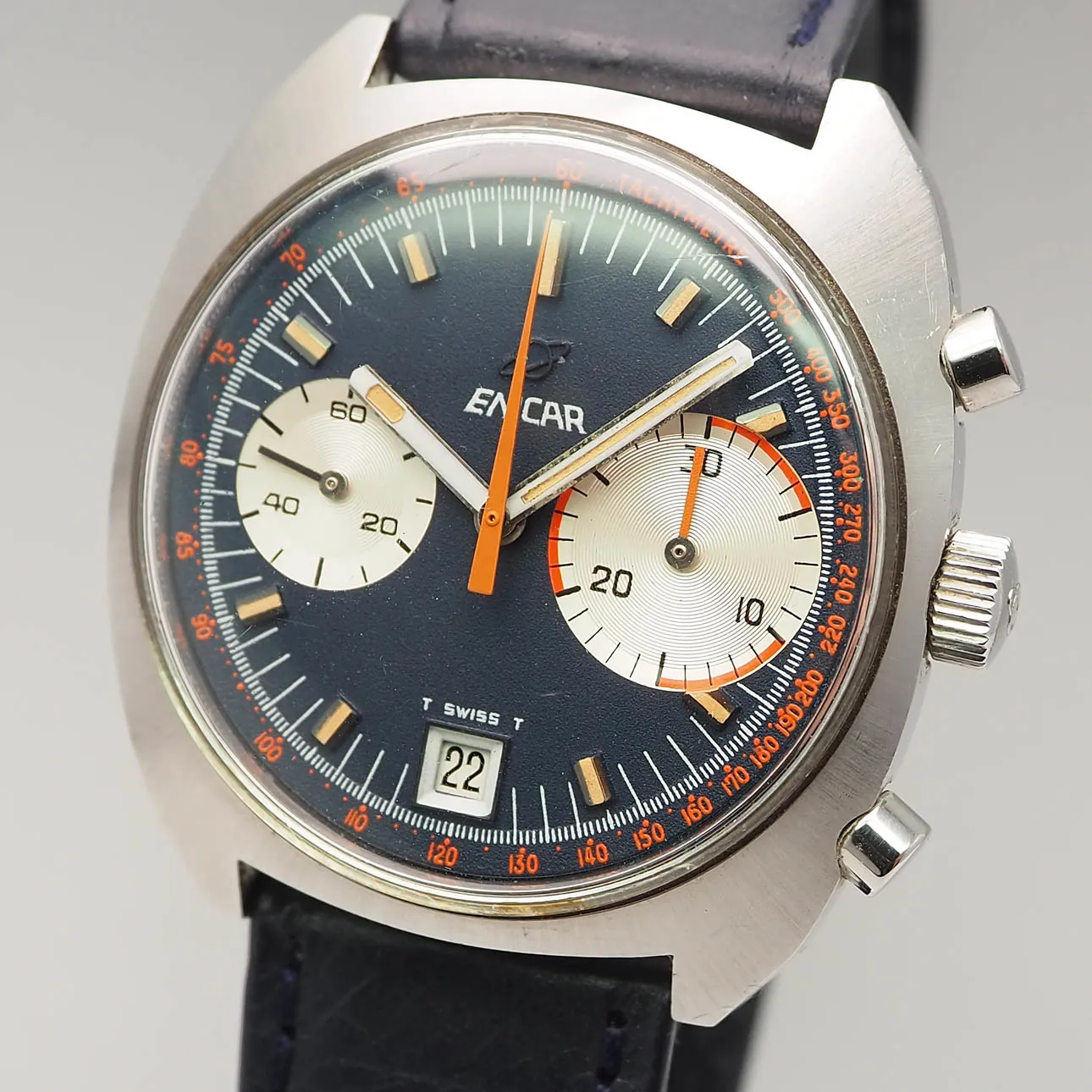 Enicar Chronograph  Big Eye F45 232-01-02 37mm Stahl 2