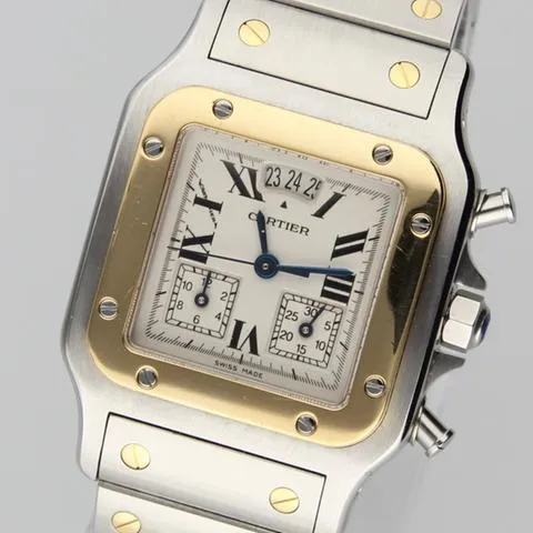 Cartier Santos Galbée 2425 29mm Yellow gold and Stainless steel White