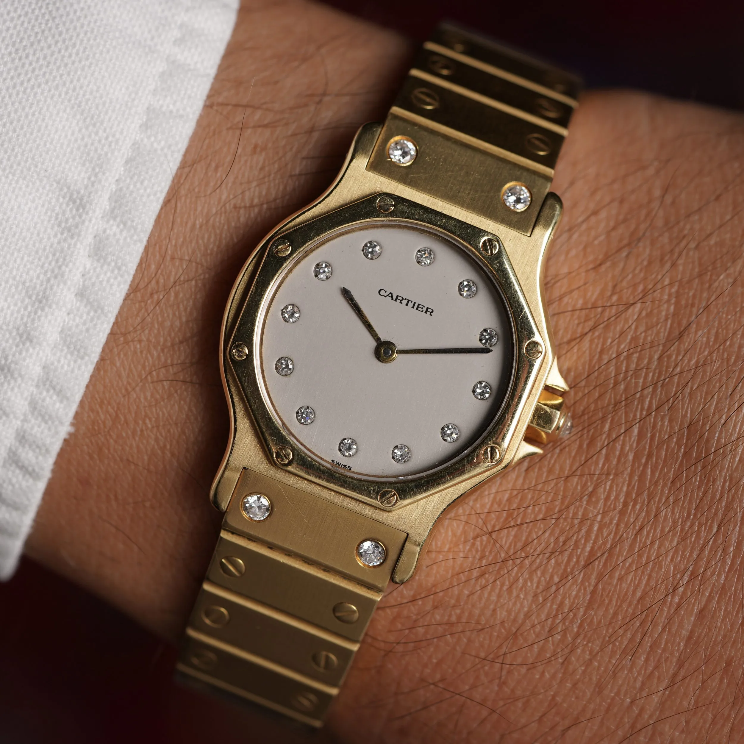 Cartier Santos 32mm Yellow gold Diamond