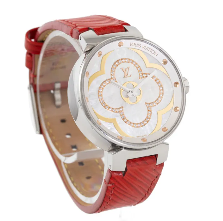 Louis Vuitton Tambour Moon QA019 35mm Stainless steel Mother of pearl & Diamond 2