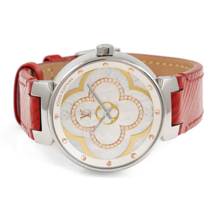 Louis Vuitton Tambour Moon QA019 35mm Stainless steel Mother of pearl & Diamond 4