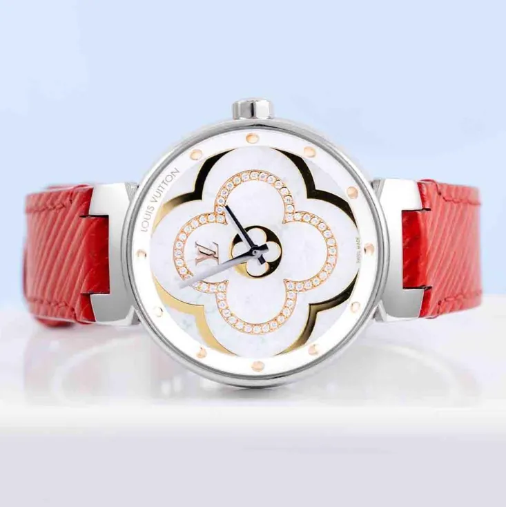 Louis Vuitton Tambour Moon QA019 35mm Stainless steel Mother of pearl & Diamond 7