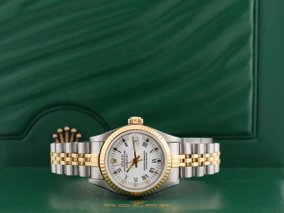 Rolex Lady-Datejust 69173 26mm Yellow gold and stainless steel White