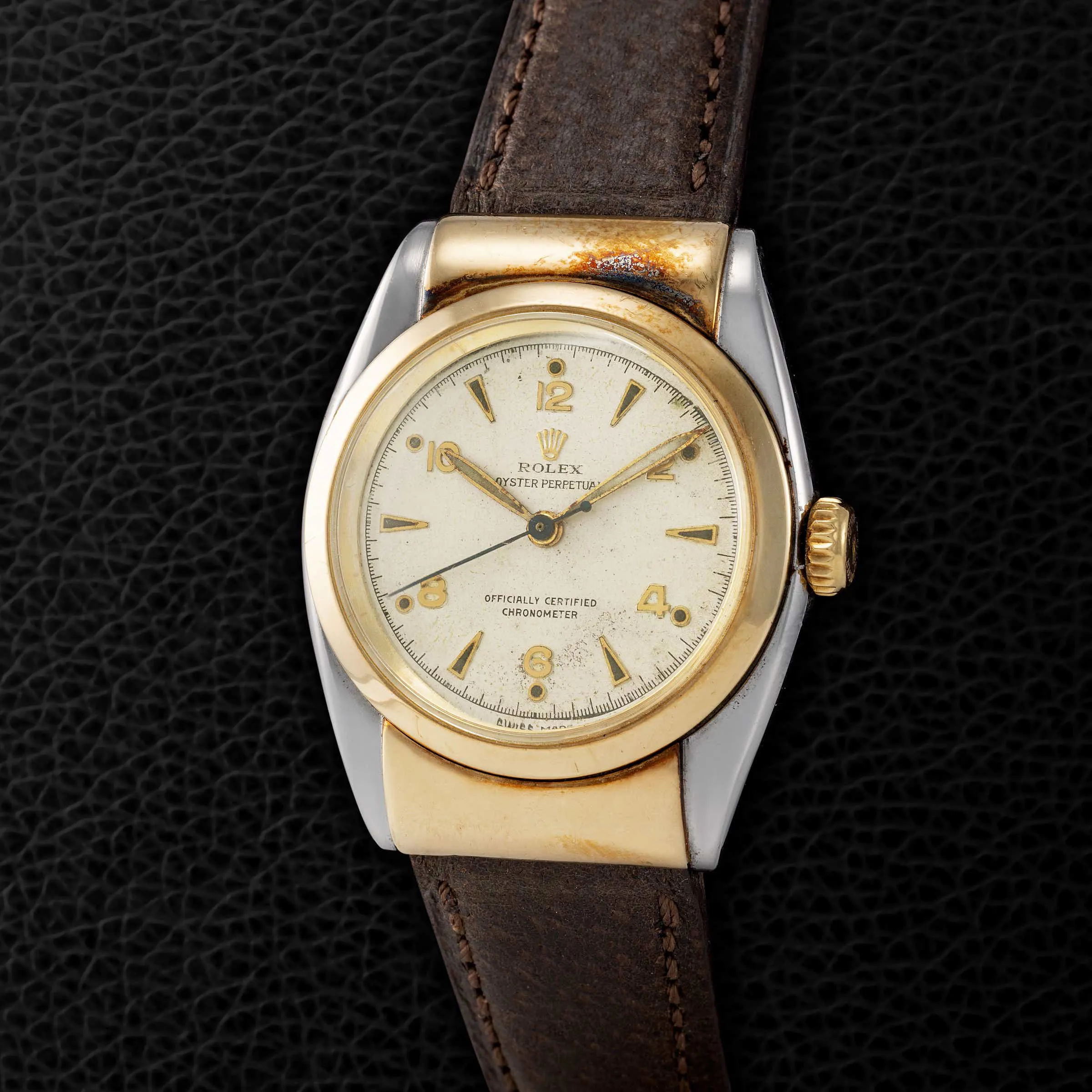 Rolex Bubble Back 6064 32mm Yellow gold and stainless steel Silver
