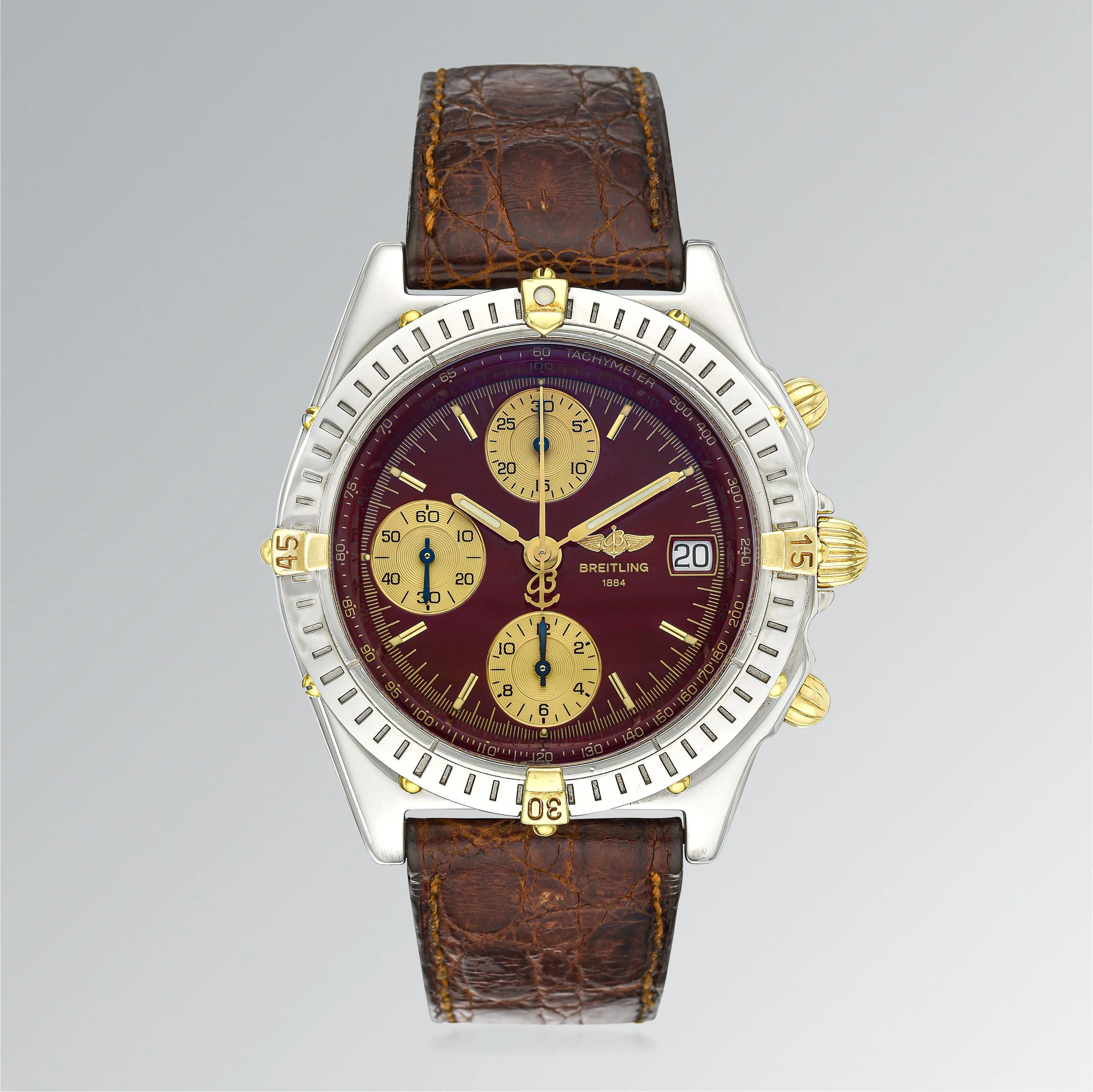 Breitling Chronomat B13350 40mm Yellow gold and stainless steel Burgundy