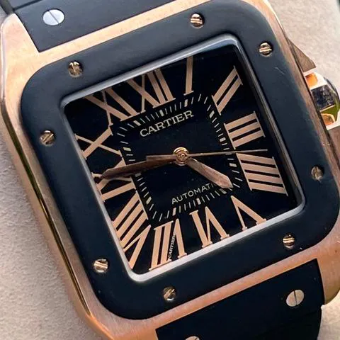 Cartier Santos 100 2792 38mm Rose gold Black 1