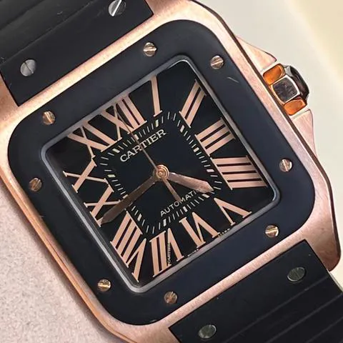 Cartier Santos 100 2792 38mm Rose gold Black 7