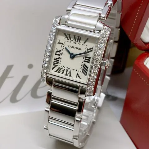 Cartier Tank Française WE1002S3 20mm White gold Silver