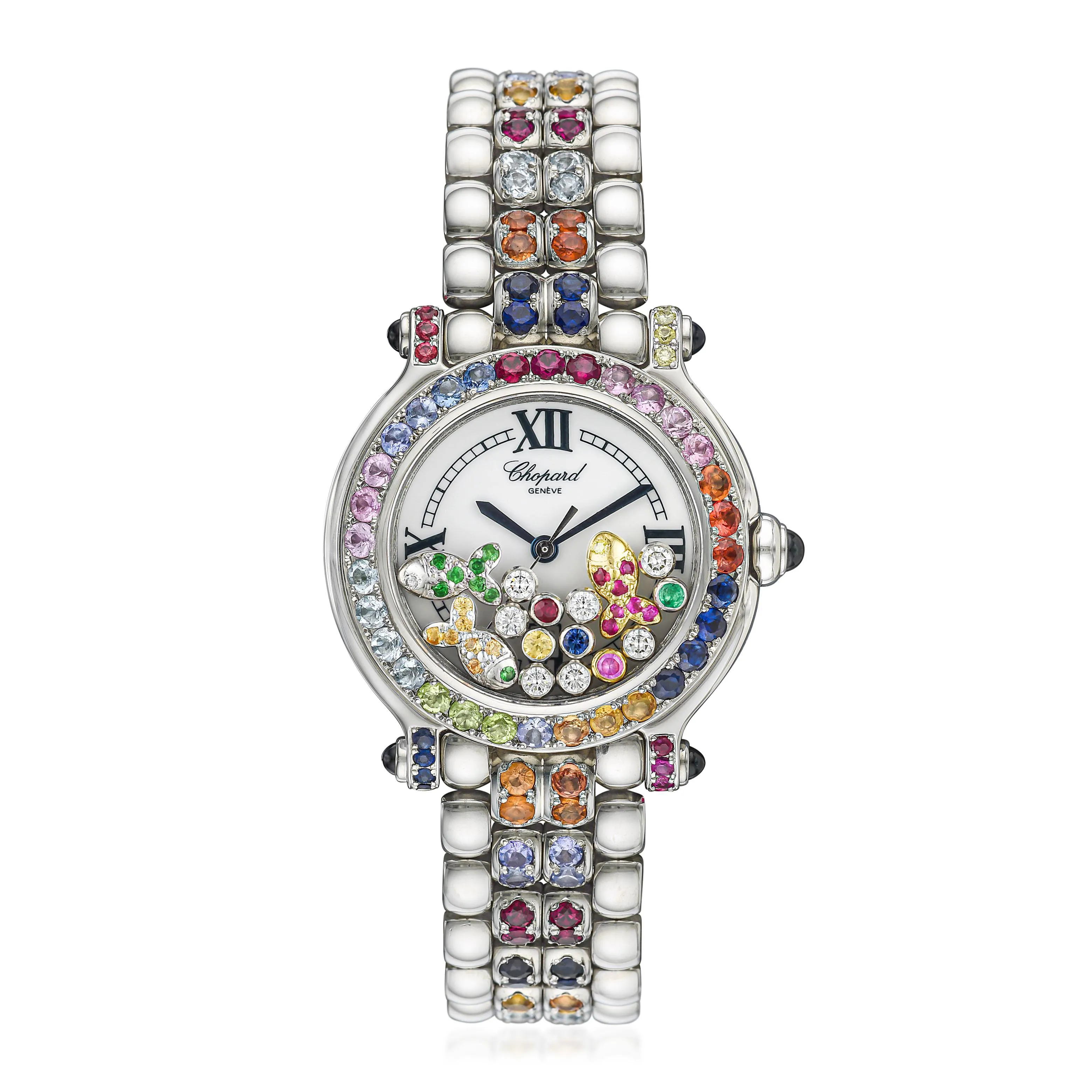 Chopard Happy Sport 8236 32mm stainless steel and gemstones set White 2