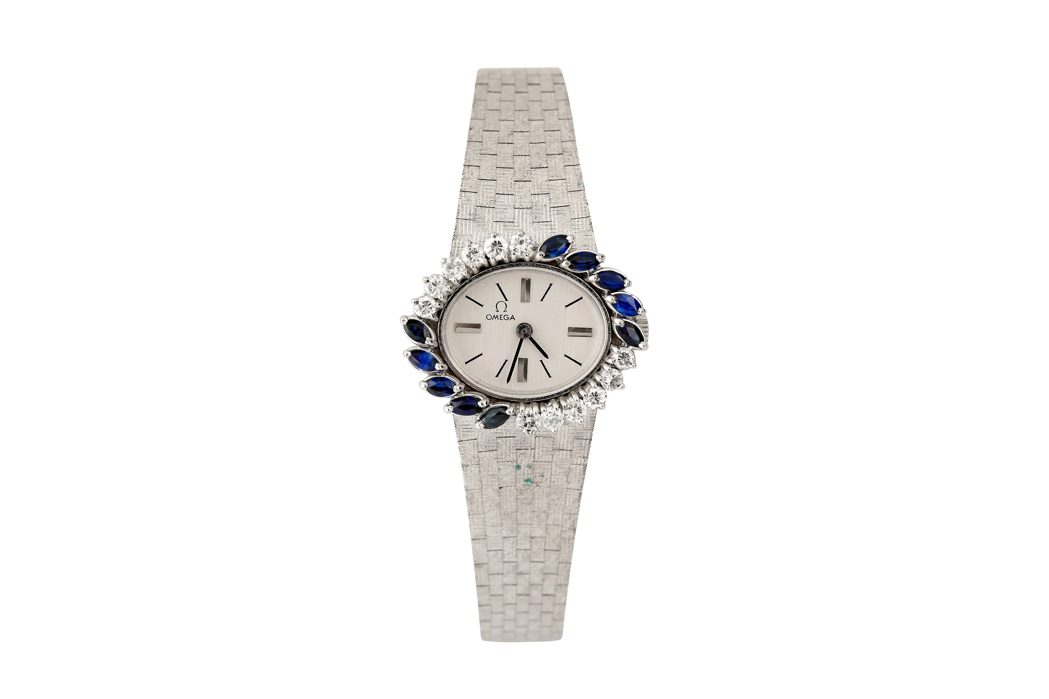 Omega 27mm White gold, diamond and sapphire-set Silver