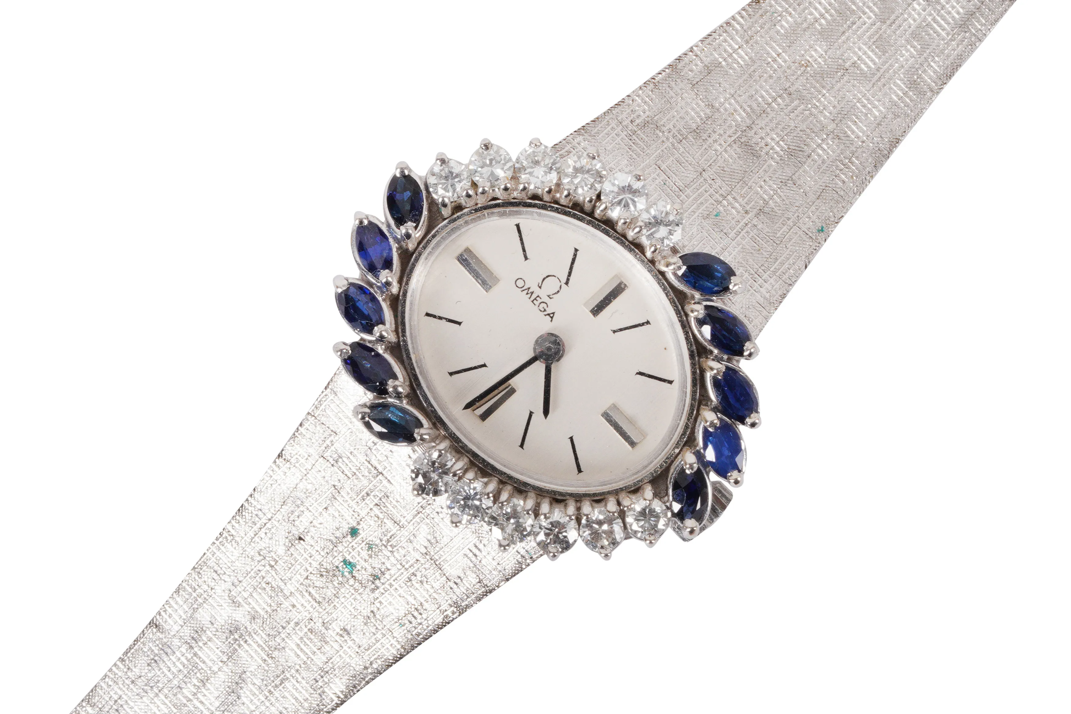 Omega 27mm White gold, diamond and sapphire-set Silver 2