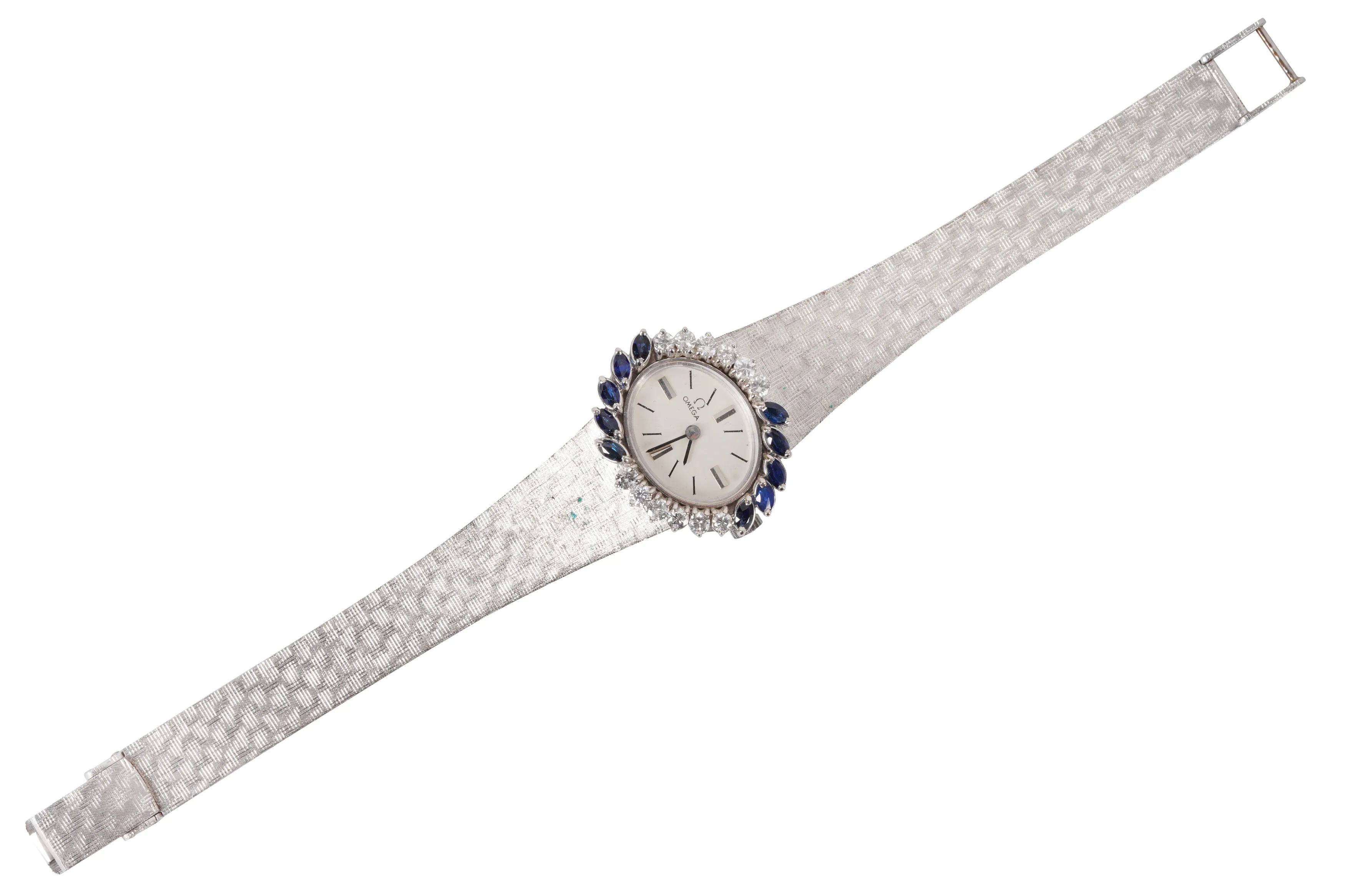 Omega 27mm White gold, diamond and sapphire-set Silver 4