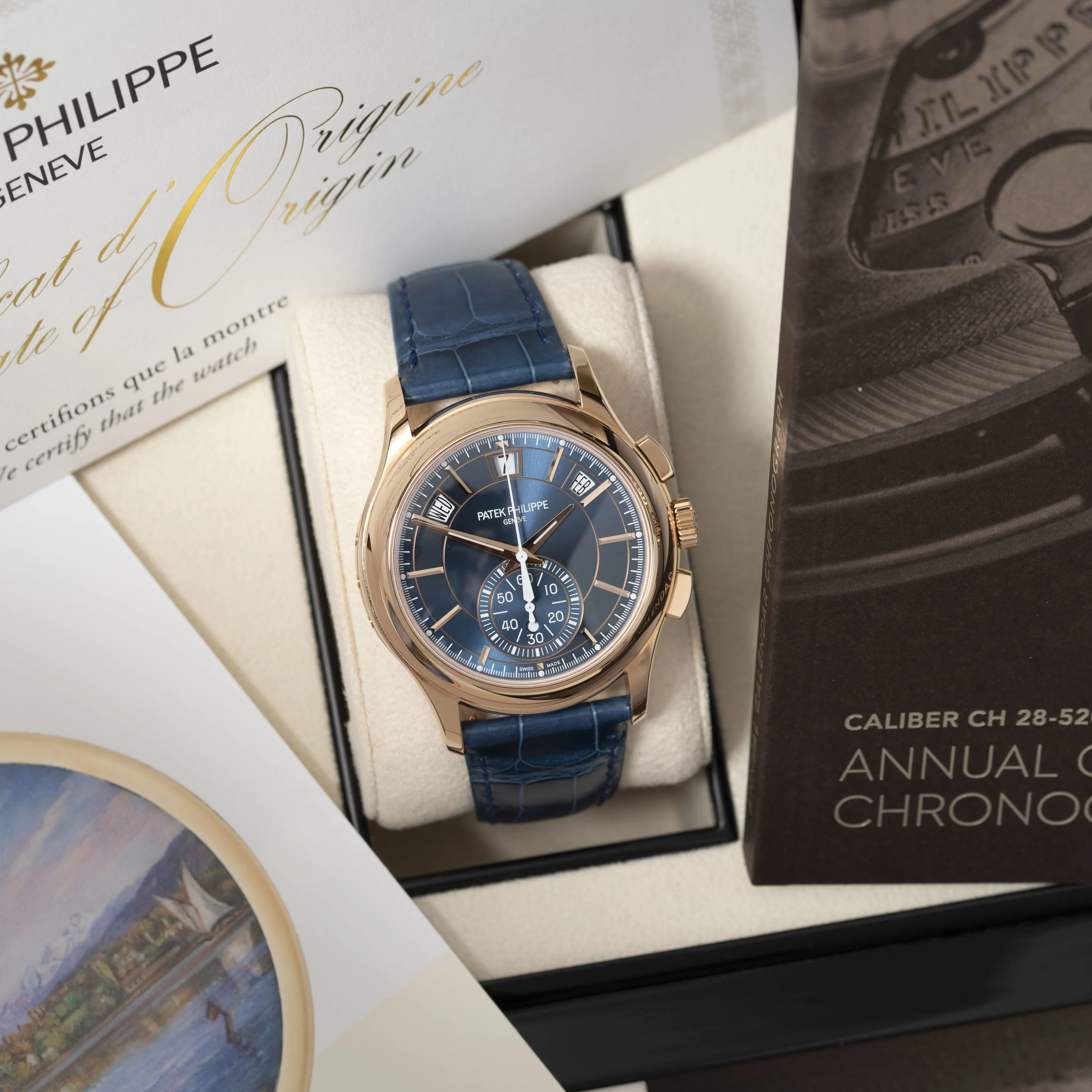 Patek Philippe Annual Calendar Chronograph 5905R-010 42mm Rose gold Blue