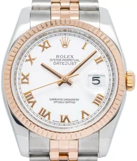 Rolex Datejust 36 116231-0084 Rose gold and Stainless steel White