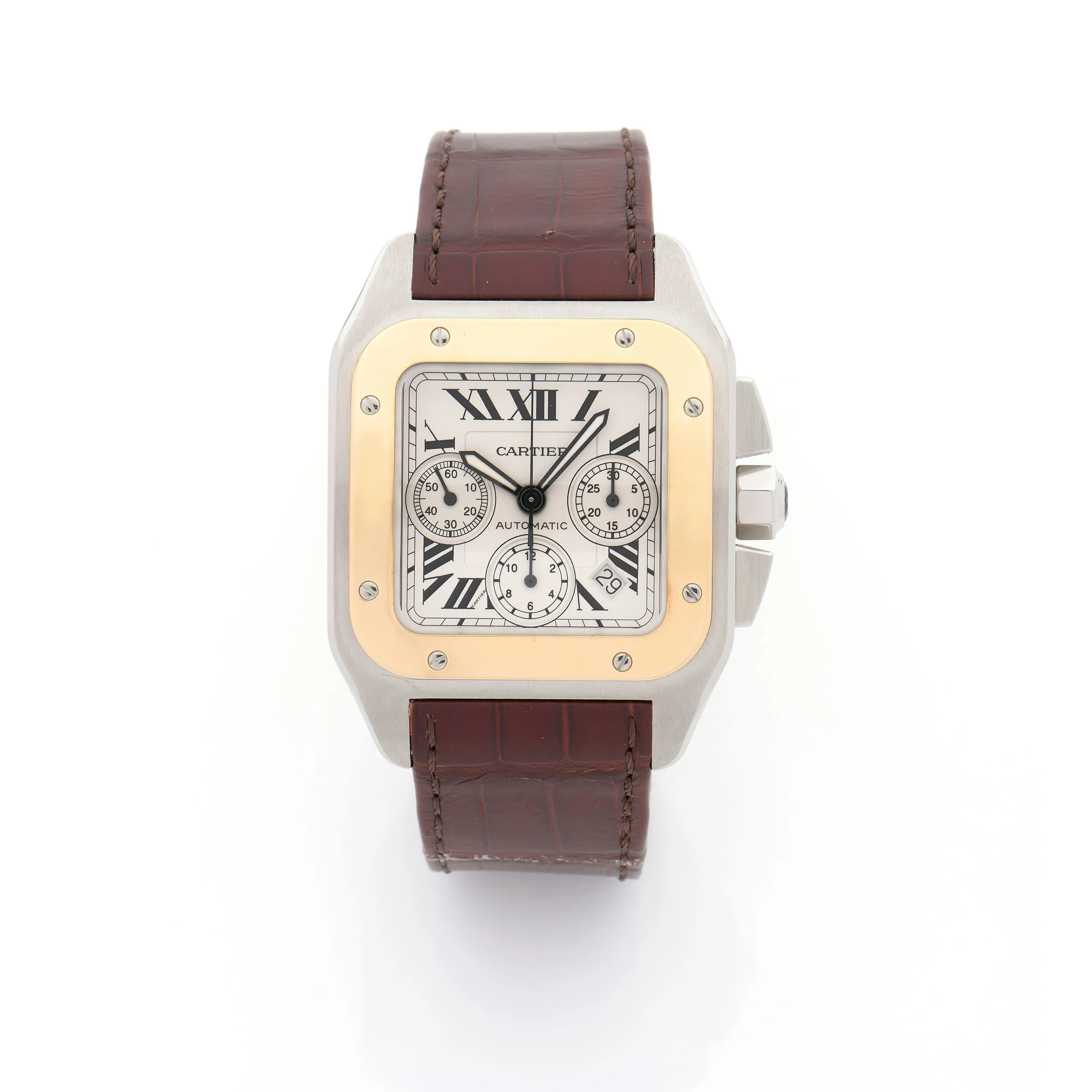 Cartier Santos 100 XL 2740 41mm Yellow gold and Stainless steel Grey