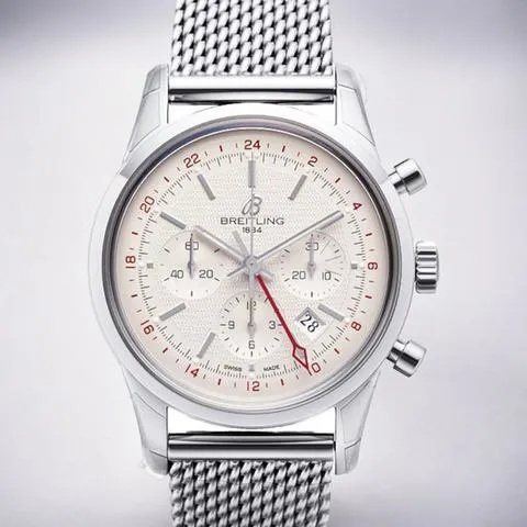 Breitling Transocean Chronograph GMT 43mm Stainless steel Silver
