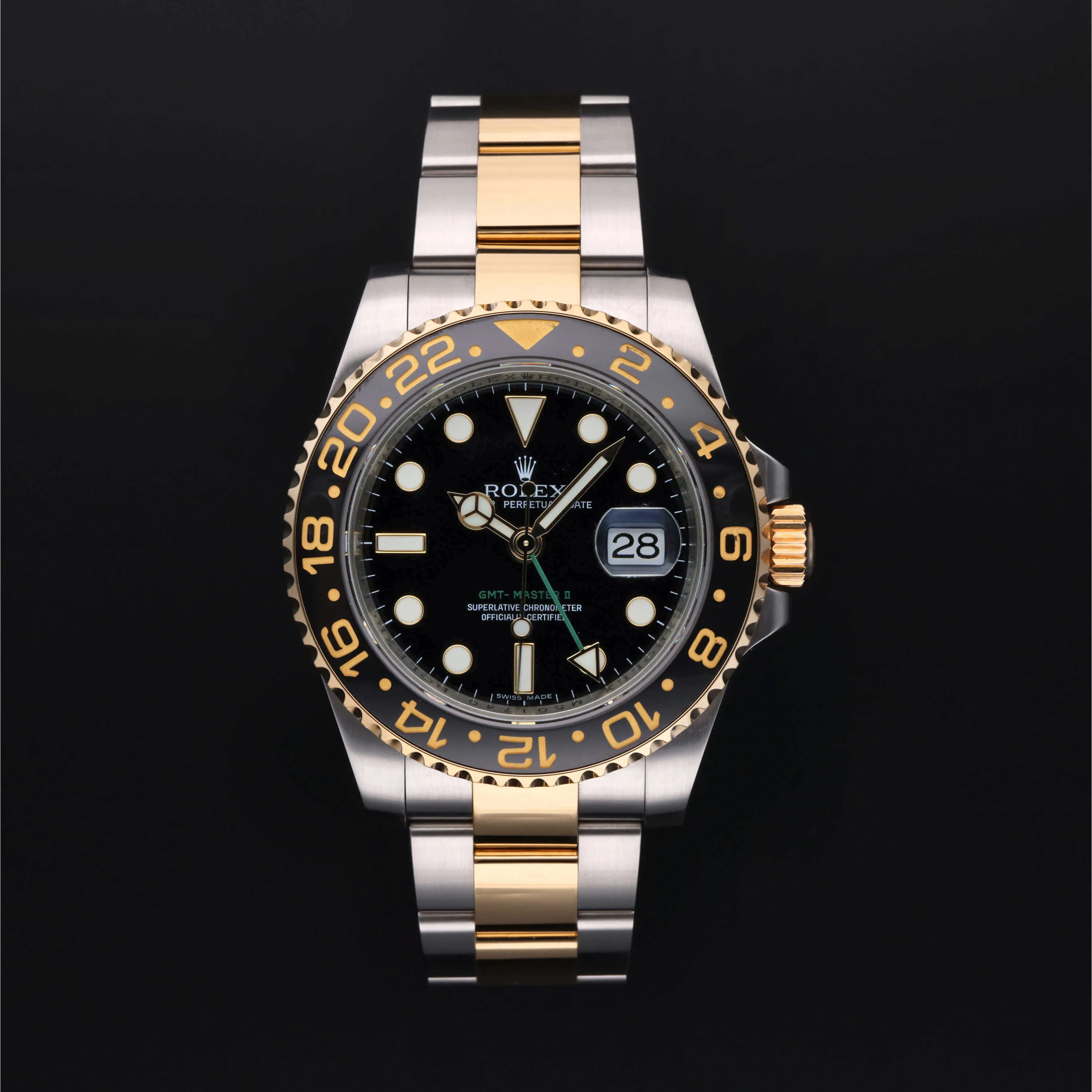 Rolex GMT-Master II 116713 40mm Yellow gold and stainless steel Black