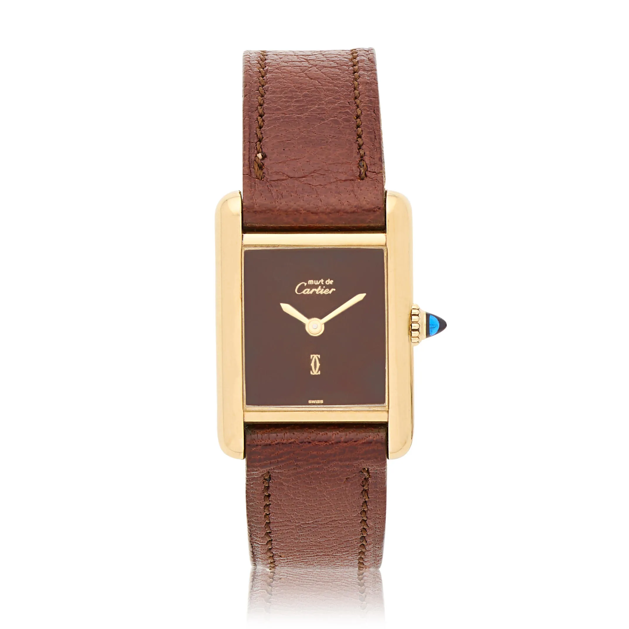 Cartier Tank 20mm Gold plated silver Brown
