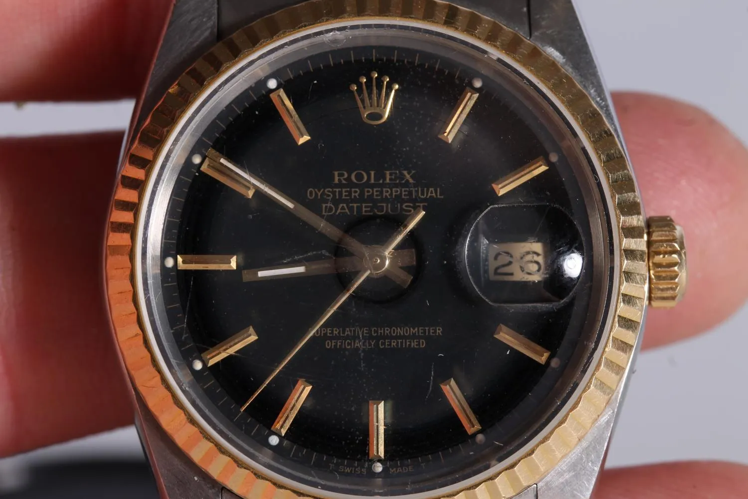 Rolex Datejust 30mm Yellow gold and stainless steel Black 3