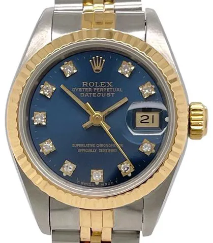 Rolex Lady-Datejust 69173 26mm Yellow gold and stainless steel Blue