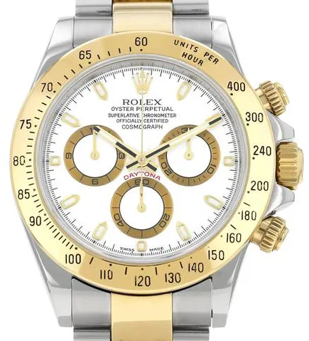 Rolex Daytona 116523 39mm Yellow gold and stainless steel White