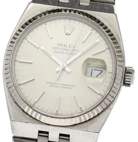 Rolex Datejust Oysterquartz 17014 36mm Silver Silver