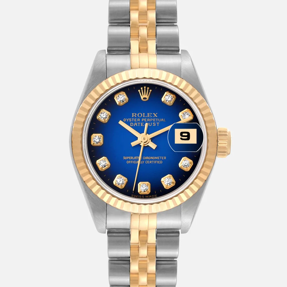Rolex Lady-Datejust 69173 26mm Yellow gold and stainless steel Blue