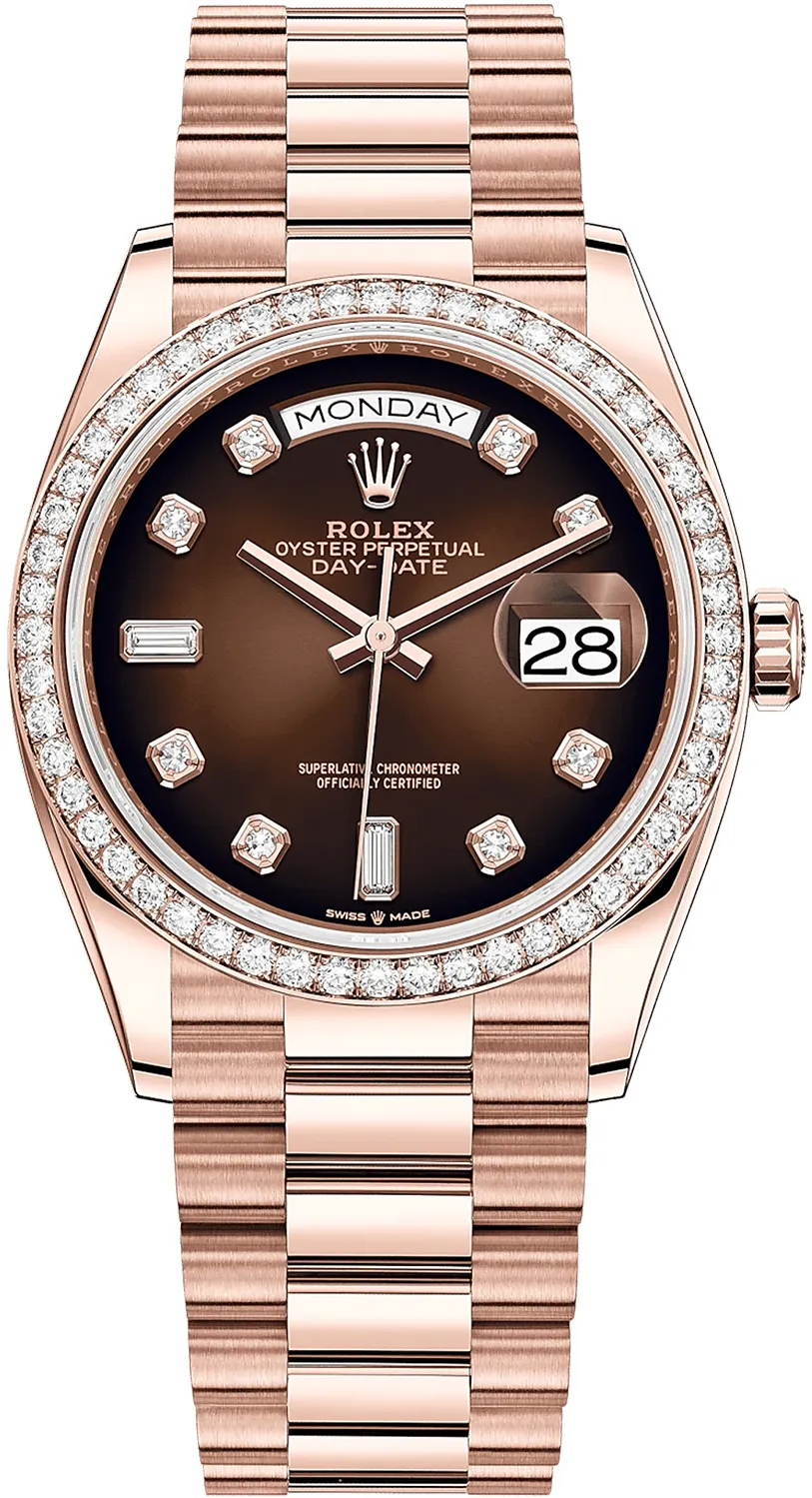 Rolex Day-Date 128345RBR-0040 36mm Rose gold Brown