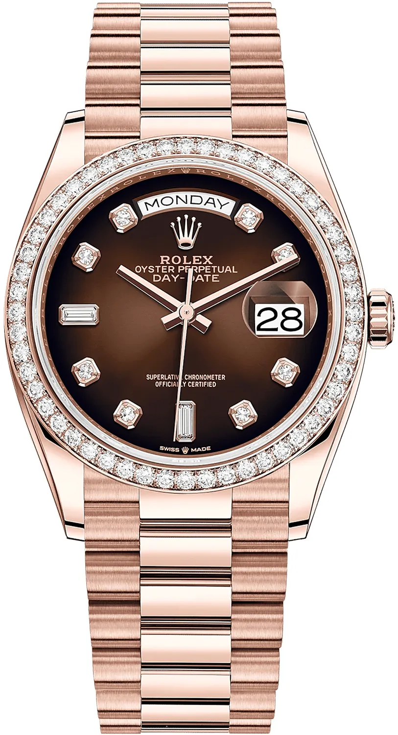 Rolex Day-Date 128345RBR-0040 36mm Everose gold Brown