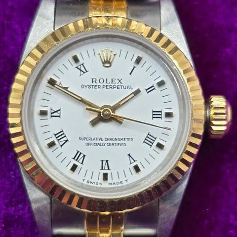 Rolex Oyster Perpetual 67193 26mm Yellow gold and Stainless steel White