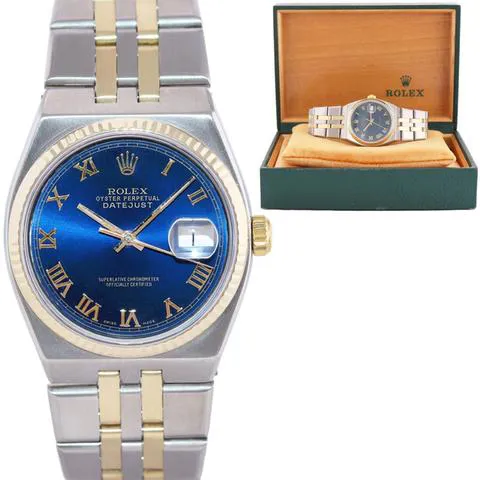 Rolex Datejust Oysterquartz 17013 36mm Yellow gold and stainless steel Blue