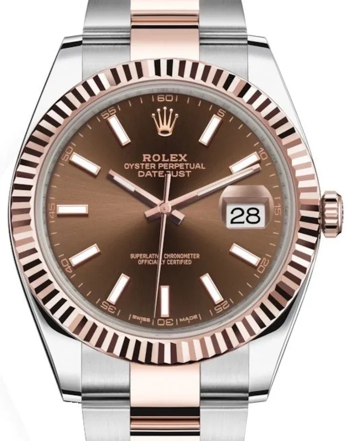 Rolex Datejust 41 126331-0001 41mm Oystersteel and Everose gold Brown