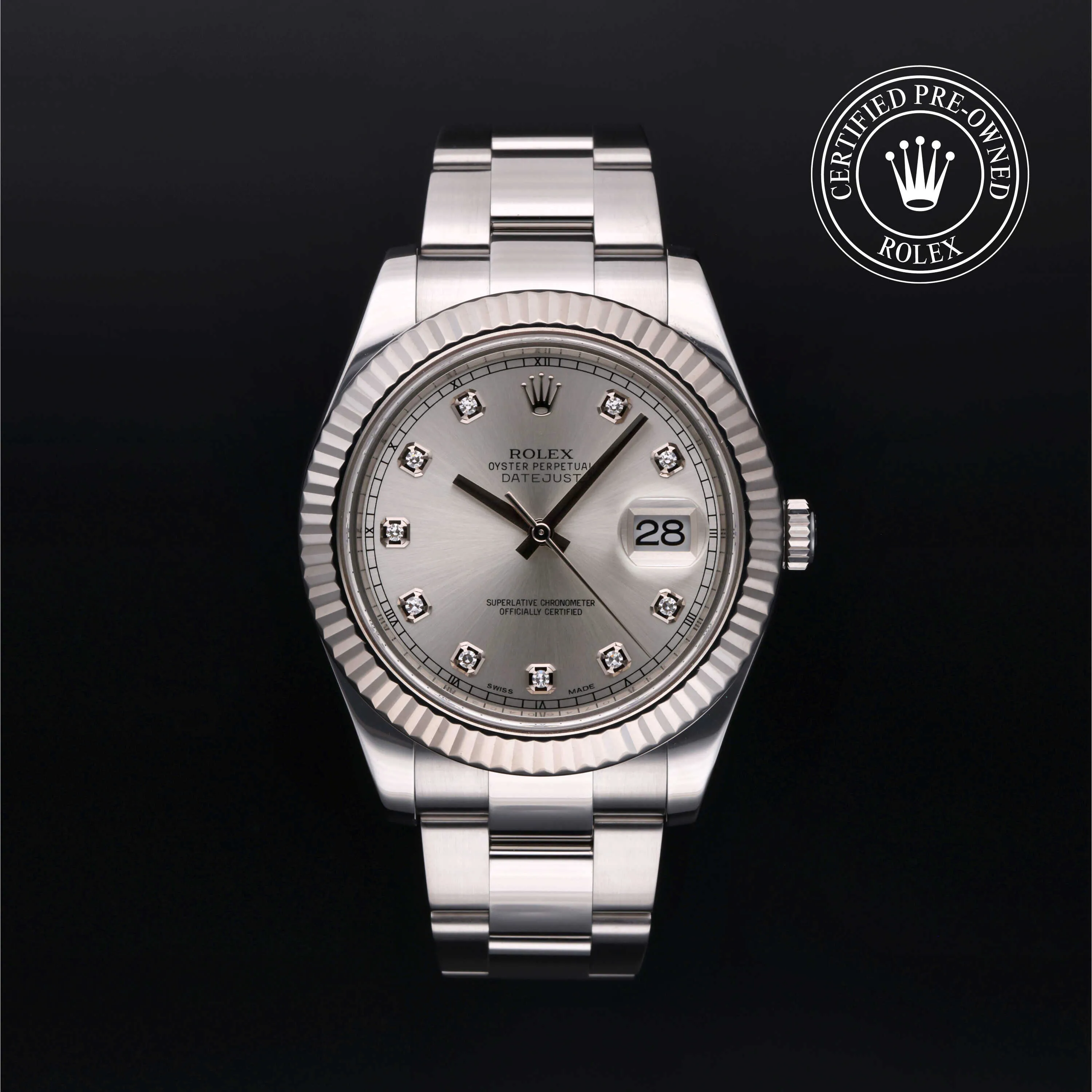 Rolex Datejust II 116334-0007 41mm White gold and Diamond Silver