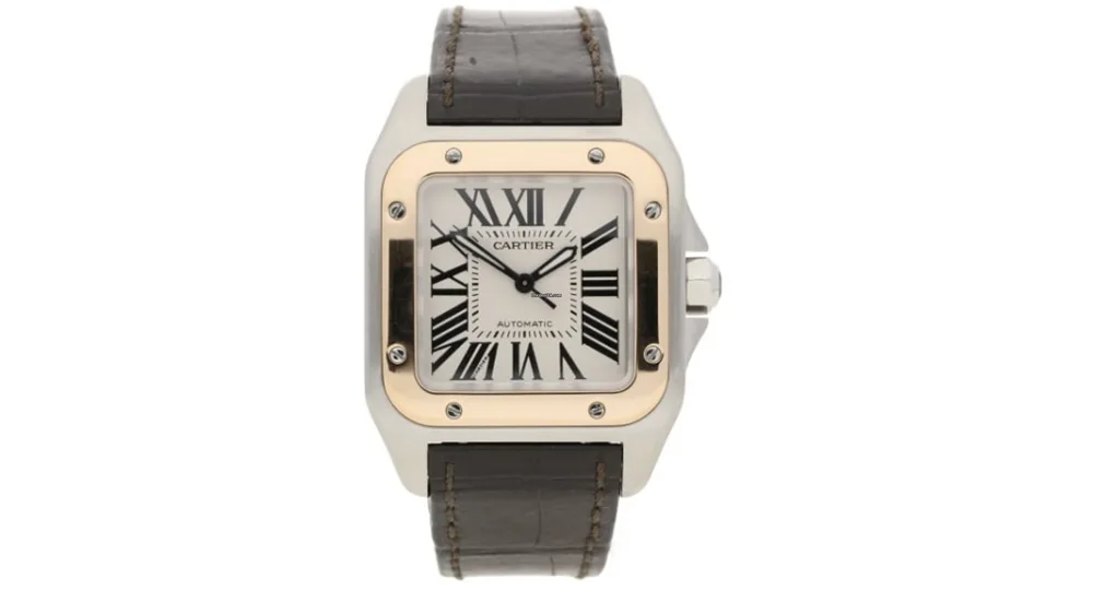 Cartier Santos 100 2878 33mm Yellow gold and Stainless steel White