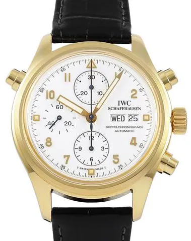 IWC Pilot Double Chronograph IW3711 42mm Yellow gold White