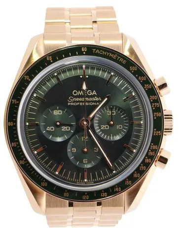 Omega Speedmaster Moon watch 310.60.42.50.10.001 42mm Yellow gold Green