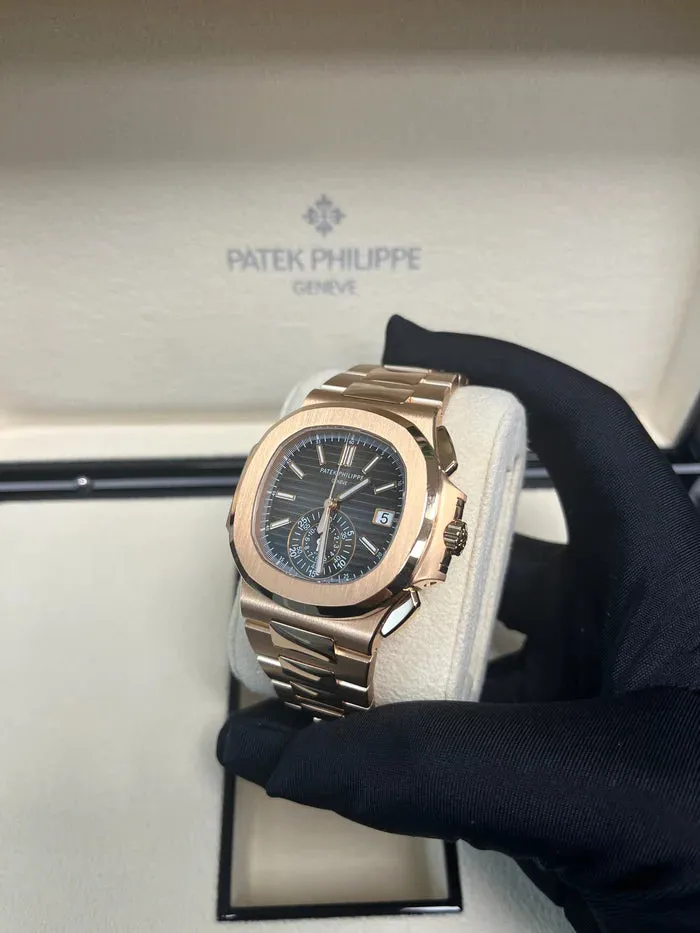 Patek Philippe Nautilus 5980/1R-001 40.5mm Rose gold and 18k rose gold Black 7