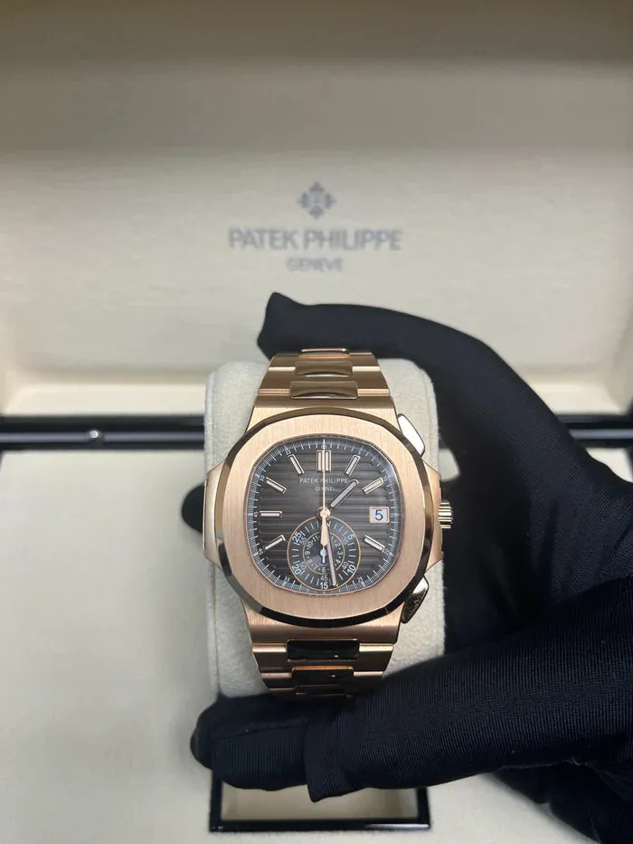 Patek Philippe Nautilus 5980/1R-001 40.5mm Rose gold and 18k rose gold Black 11