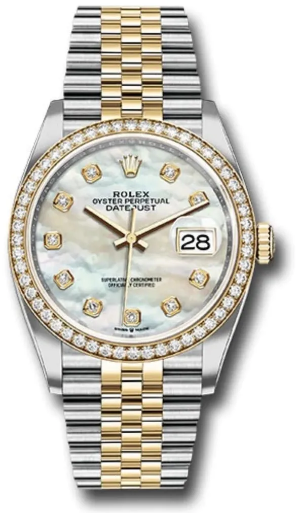 Rolex Datejust 36 126283RBR 36mm Oystersteel White and Mother-of-pearl