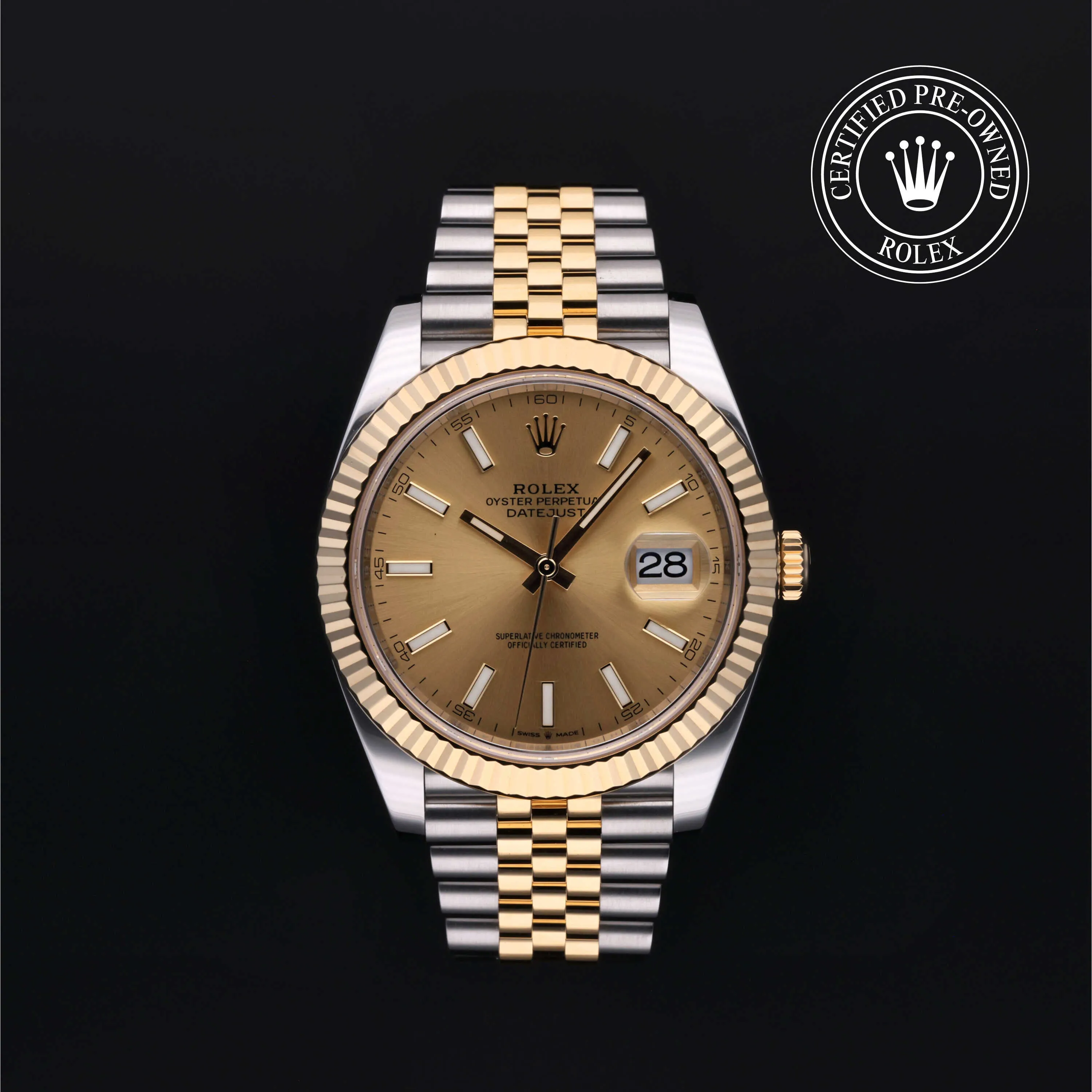 Rolex Datejust M126333 41mm Yellow gold and stainless steel Champagne