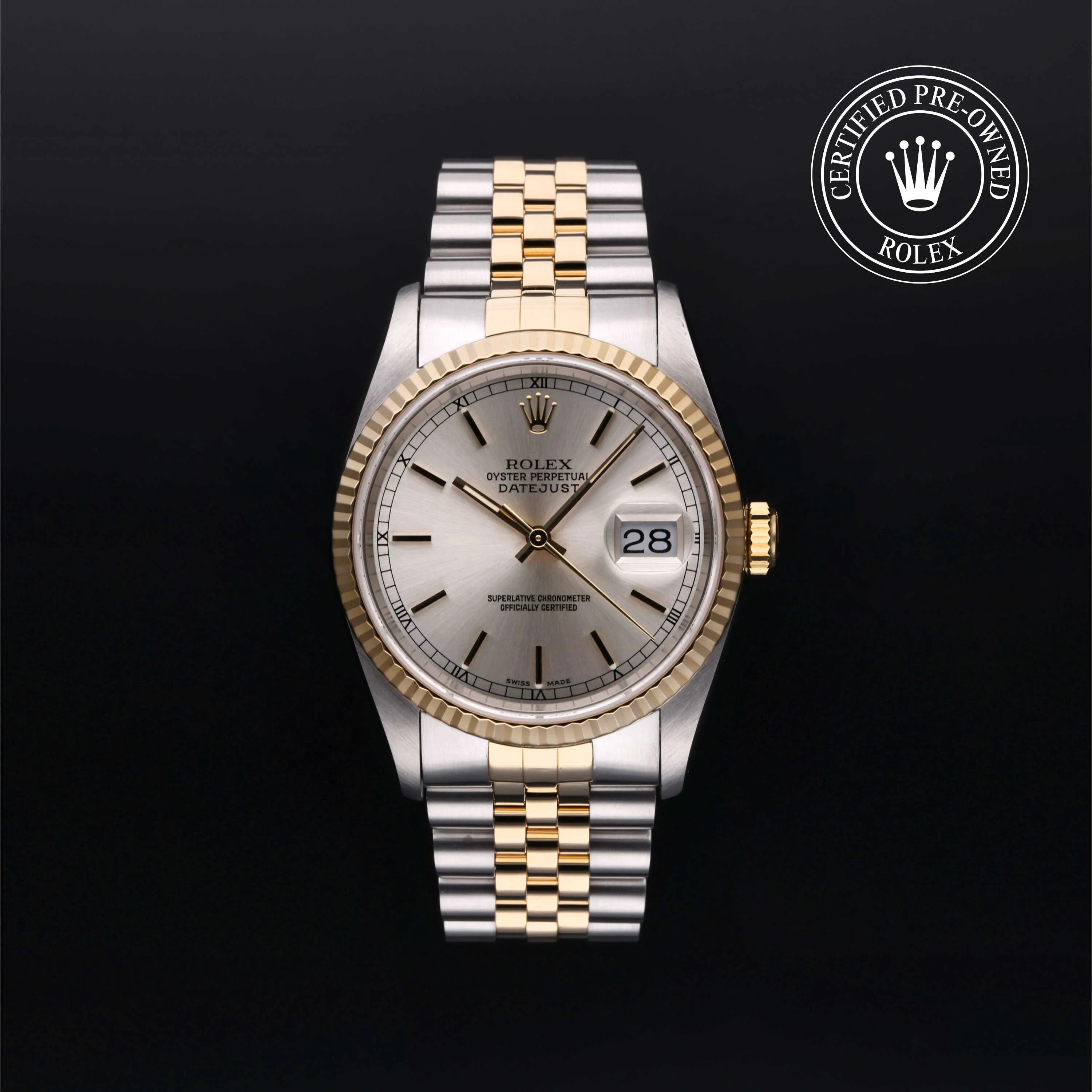 Rolex Datejust 36mm Yellow gold and stainless steel Silver