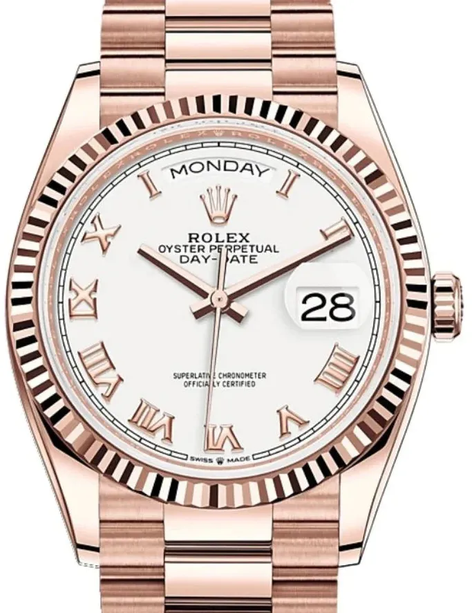 Rolex Day-Date 36 128235 36mm Everose gold White