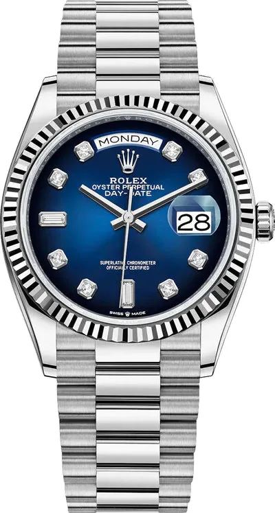 Rolex Day-Date 36 128239 36mm White gold and 18k white gold Blue