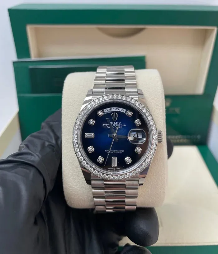 Rolex Day-Date 36 128349RBR 36mm White gold and 18k white gold Blue 5