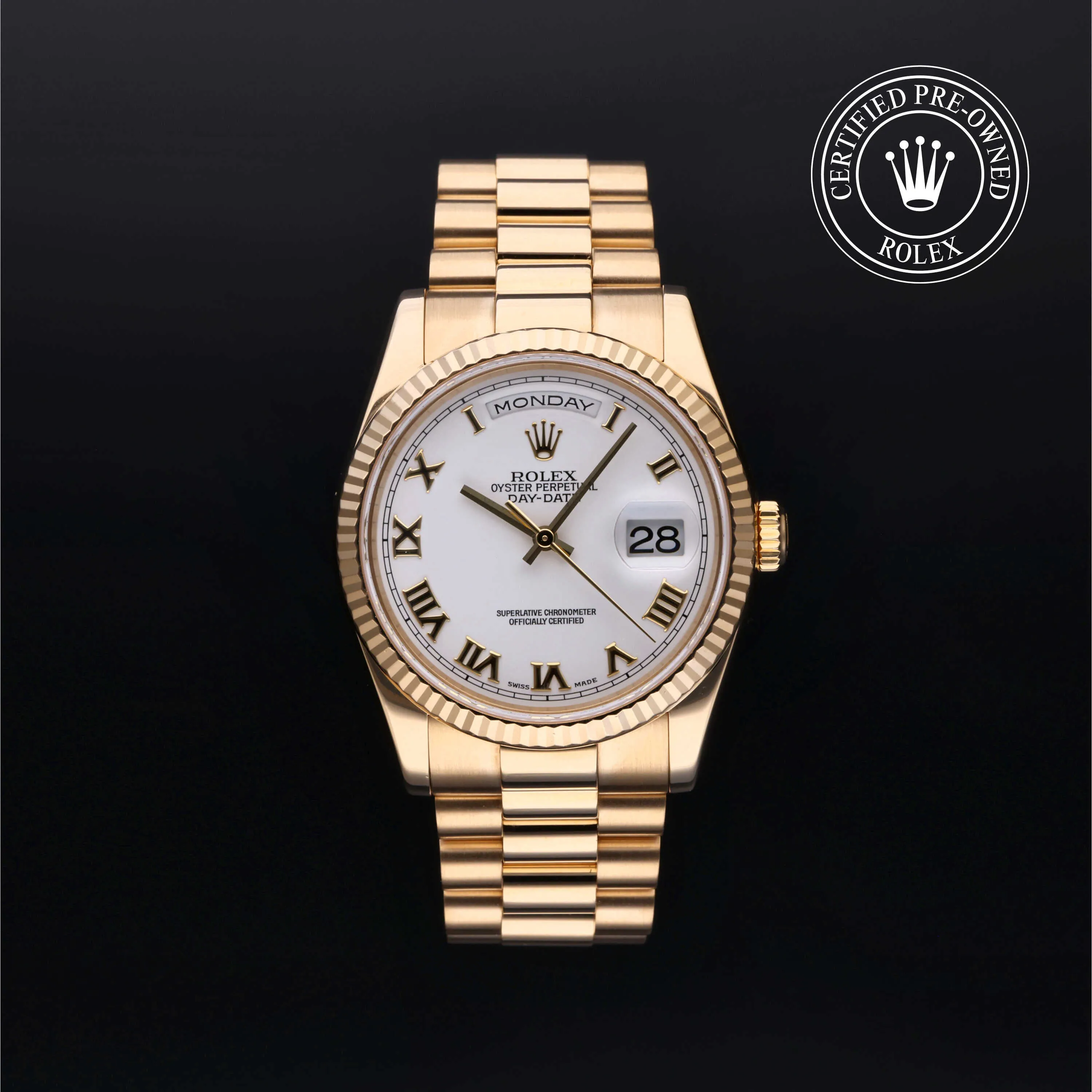 Rolex Day-Date M118238 36mm Yellow gold White