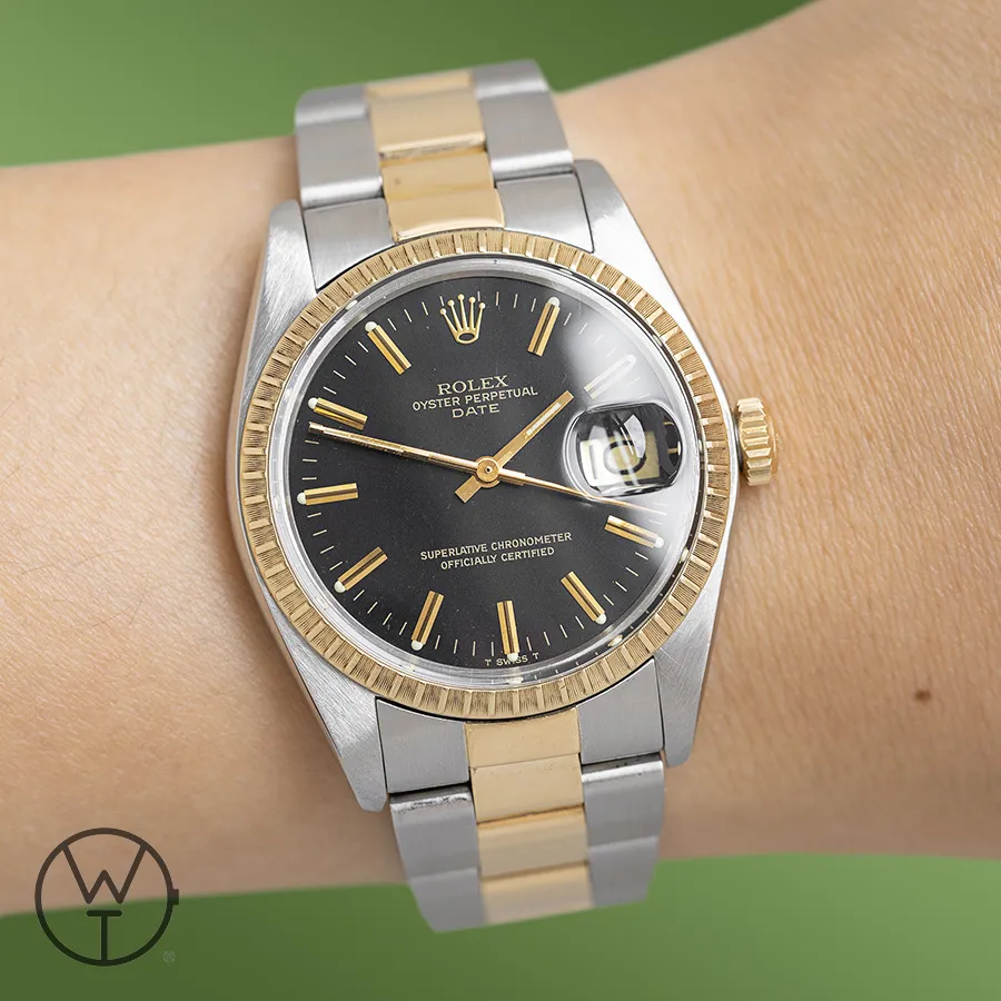 Rolex Oyster Perpetual Date 1505 34mm Yellow gold and Stainless steel Black 1